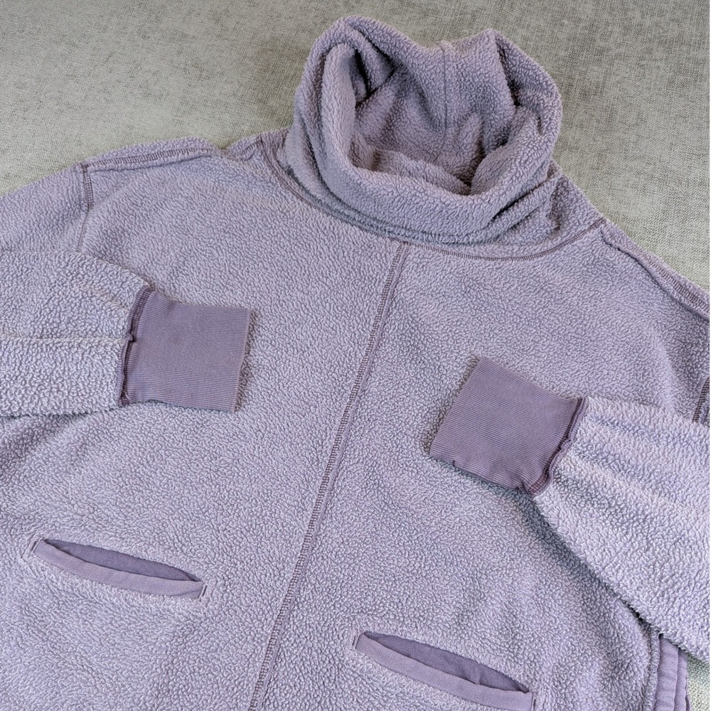 We The Free Pullover Womens S Purple Fireside Sherpa Fleece Cowl Neck Oversized